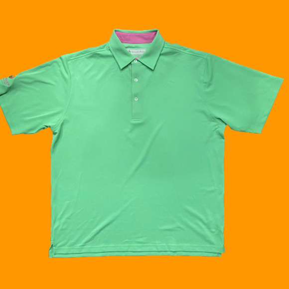 Donald Ross Lime Green Pink Polo Golf Polyester Shirt Men's Size Large - Picture 1 of 9